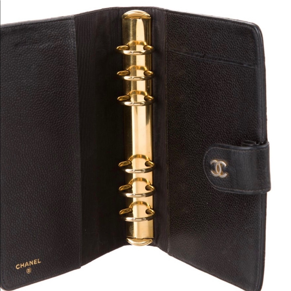 Authentic Quilted Caviar Ring Agenda Cover